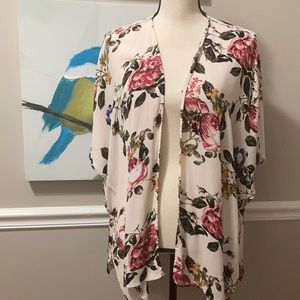 Floral shirt kimono wrap, M